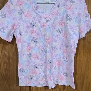 Floral Print Women's Scrub Top